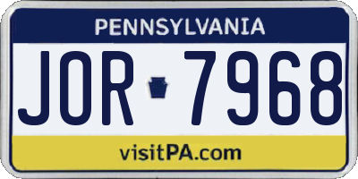 PA license plate JOR7968