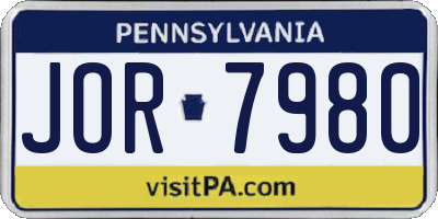 PA license plate JOR7980