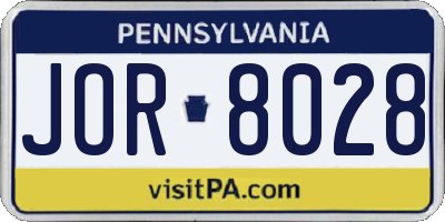 PA license plate JOR8028