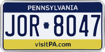 PA license plate JOR8047