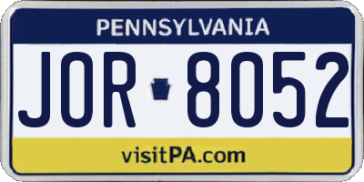 PA license plate JOR8052