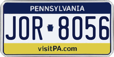 PA license plate JOR8056