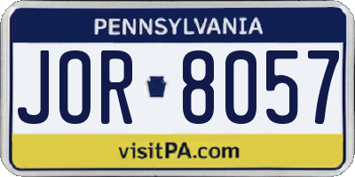 PA license plate JOR8057