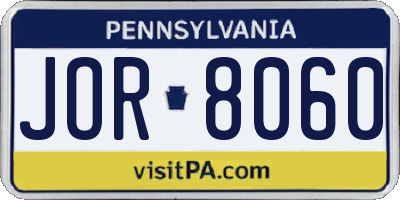 PA license plate JOR8060