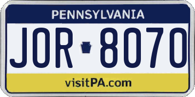 PA license plate JOR8070