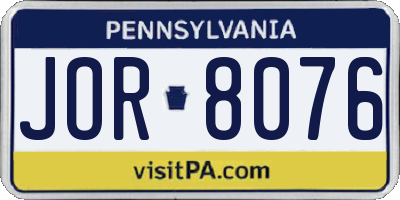 PA license plate JOR8076