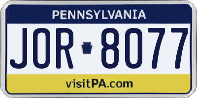 PA license plate JOR8077