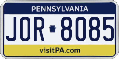 PA license plate JOR8085