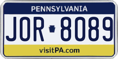 PA license plate JOR8089