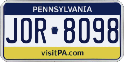 PA license plate JOR8098