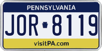 PA license plate JOR8119
