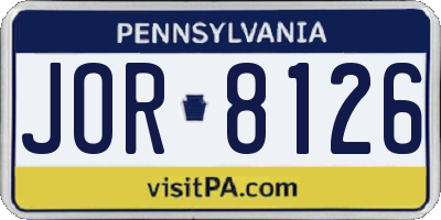 PA license plate JOR8126