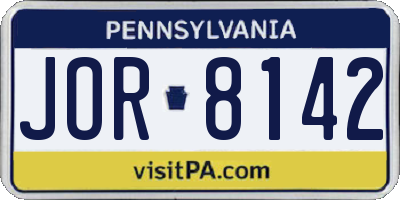 PA license plate JOR8142