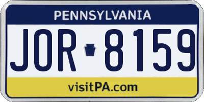PA license plate JOR8159