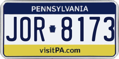 PA license plate JOR8173