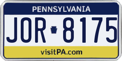 PA license plate JOR8175