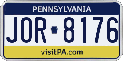 PA license plate JOR8176