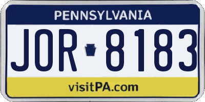 PA license plate JOR8183