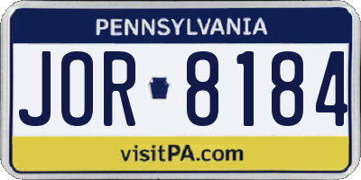 PA license plate JOR8184