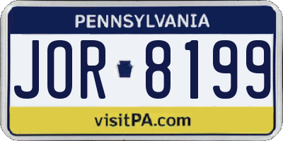 PA license plate JOR8199