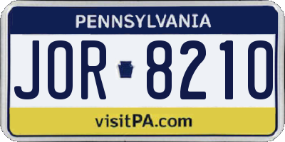 PA license plate JOR8210