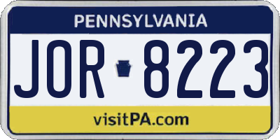PA license plate JOR8223