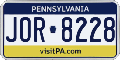 PA license plate JOR8228
