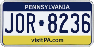 PA license plate JOR8236