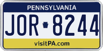 PA license plate JOR8244