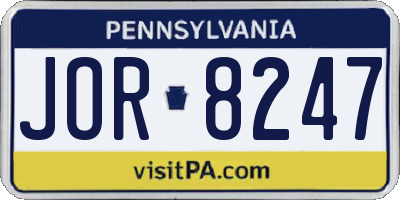 PA license plate JOR8247