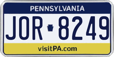 PA license plate JOR8249