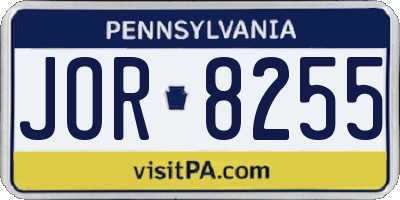 PA license plate JOR8255