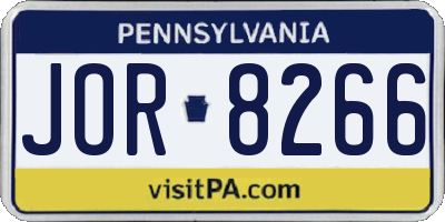 PA license plate JOR8266