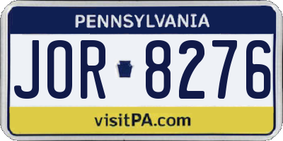 PA license plate JOR8276