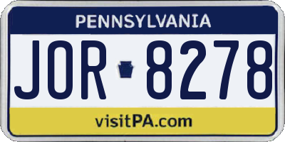 PA license plate JOR8278