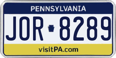 PA license plate JOR8289