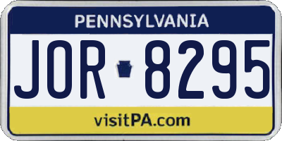 PA license plate JOR8295