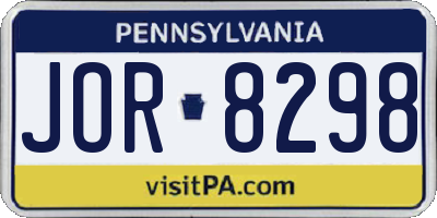 PA license plate JOR8298