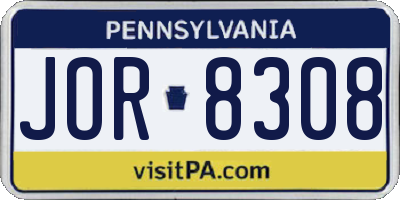 PA license plate JOR8308