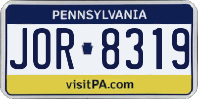 PA license plate JOR8319