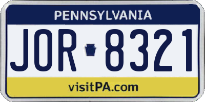 PA license plate JOR8321