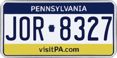PA license plate JOR8327