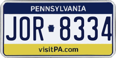PA license plate JOR8334