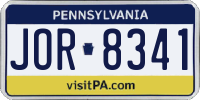 PA license plate JOR8341