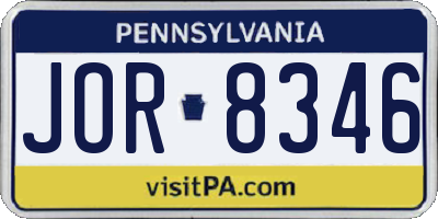 PA license plate JOR8346