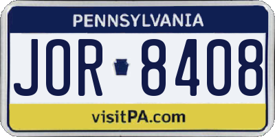 PA license plate JOR8408