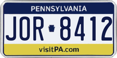 PA license plate JOR8412