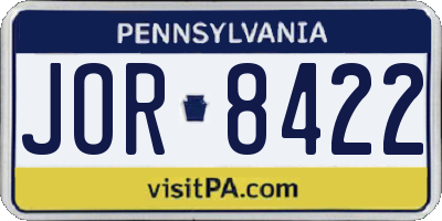 PA license plate JOR8422