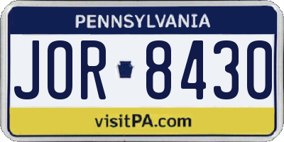 PA license plate JOR8430