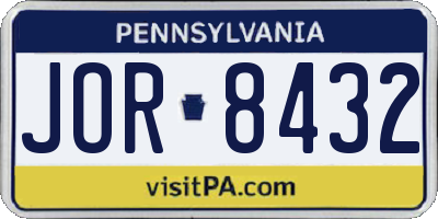 PA license plate JOR8432